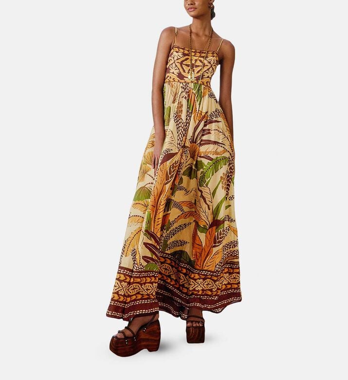 Foliage Sketch Tropical-print Maxi Dress