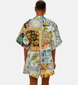 شورت لاتين تريب بنمط وشاح بخطوط جانبية