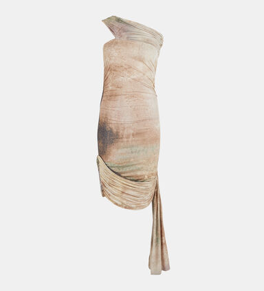 One-shoulder Pleated Mini Dress