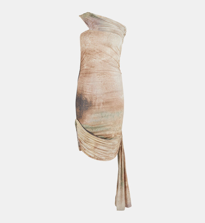 One-shoulder Pleated Mini Dress