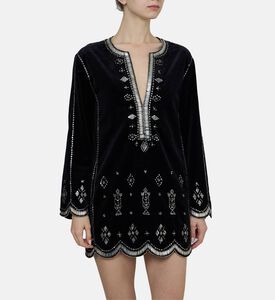 فستان هيلين مخملي قصير مطرز