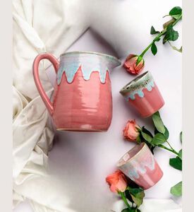 Tohfa Luxe Luxe Seashell Ceramic Jug Glass Set, Packshot View
