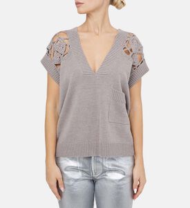 Wool Lace-shoulders V-neck Vest