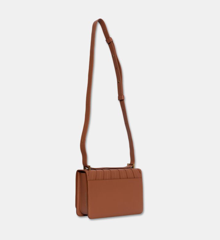 Camille Fournet Signature Calf Leather Pleated Shoulder Bag, Brown, Packshot View