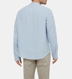 قميص ستان كتان بياقة شريطية