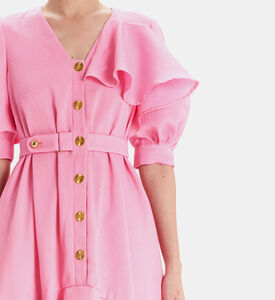 Ruffle Shoulder Midi Dress