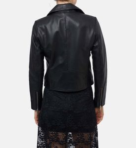 The Kooples Leather Zipped Biker Jacket, Model View The Kooples Leather Zipped Biker Jacket, Model View