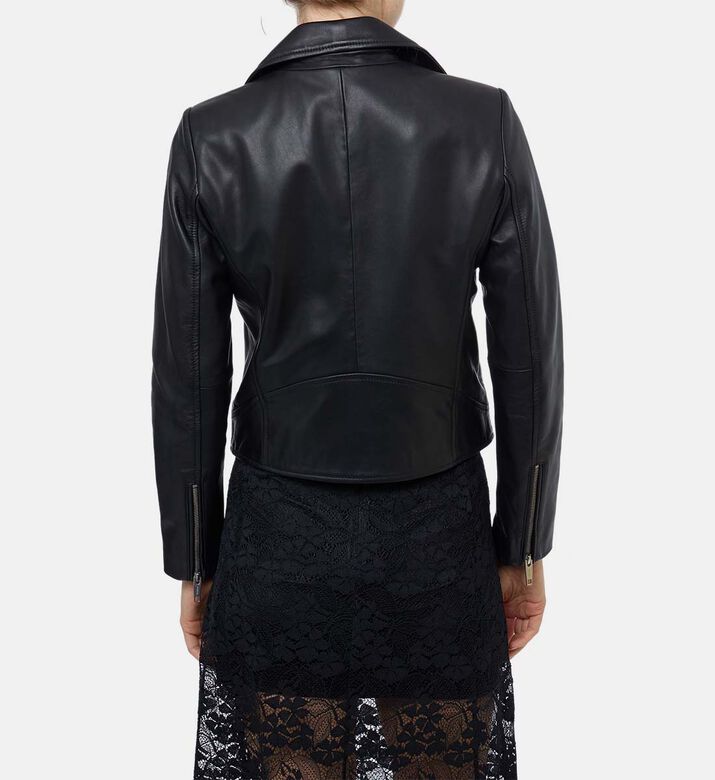 The Kooples Leather Zipped Biker Jacket, Model View The Kooples Leather Zipped Biker Jacket, Model View