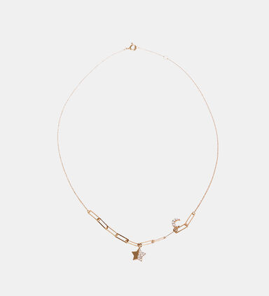 Diamond Embellished Star Moon Pendant Necklace