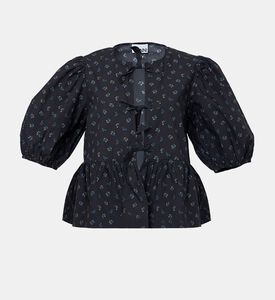 Printed Cotton Peplum Blouse