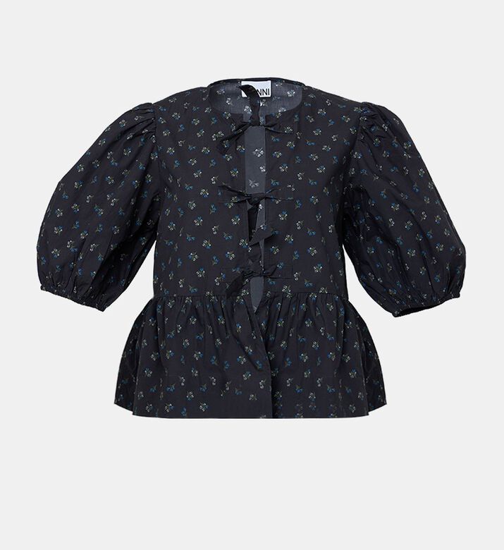 Printed Cotton Peplum Blouse