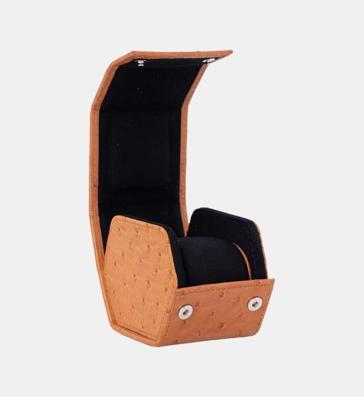 Camille Fournet Embossed Logo Crocodile Leather Watch Case, Brown, Packshot View