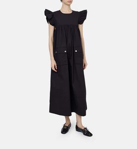 Stretch Cotton Frill Sleeve Dress
