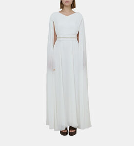 فستان واسع بحزام مزخرف بطيات