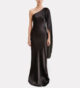 JW PEI Satin One-shoulder Organza Bow Dress, Model View