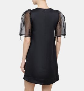 Fringed Organza Mini Dress