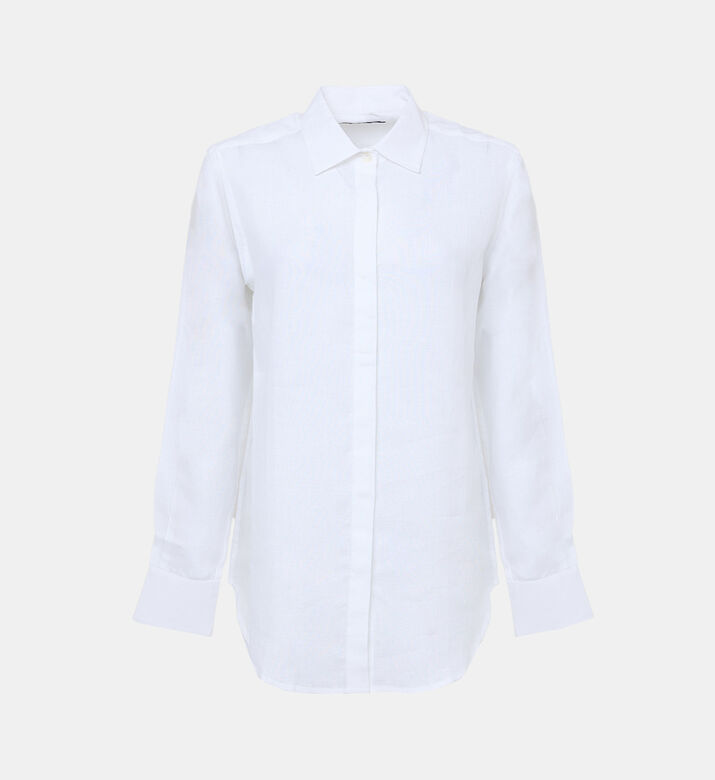 قميص كتان بقصة مستقيمة