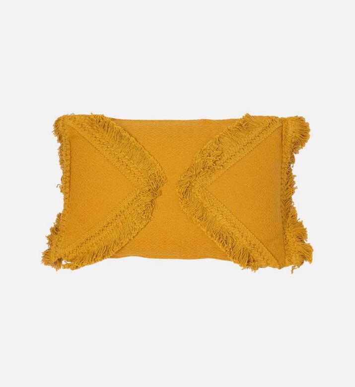 Home Deco and More Swan Fringe Applique Filled And Vaccumed Cushion, Yellow, Packshot View