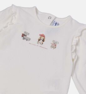 تيشيرت قطن بأكمام طويلة بطبعة كلب