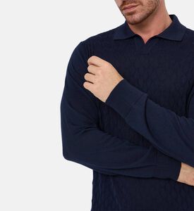 Corneliani Knit Long-sleeve Regular-fit Polo Shirt, Navy, 58, Model View