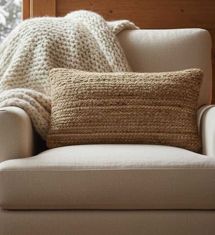 Alizea Janti Jute Rectangle Cushion, Natural, 30x50-cm, Packshot View