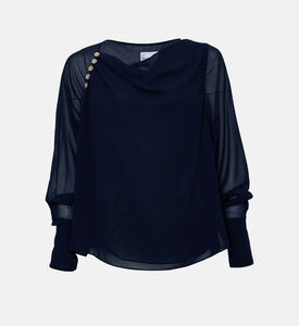 بلوزة منسدلة مزينة باللؤلؤ