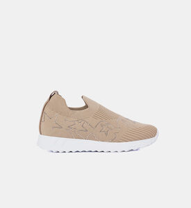 Baldinini Knit Rhinestone-embellished Slip-ons Sneakers, Light-brown, Eu-41, Packshot View