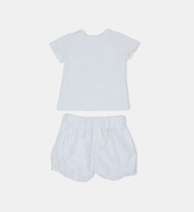 طقم قطن مطرز بشعار لطفل رضيع