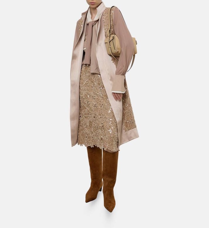 Edward Achour Paris Tie-neck Long-sleeve Blouse, Model View Edward Achour Paris Tie-neck Long-sleeve Blouse, Model View