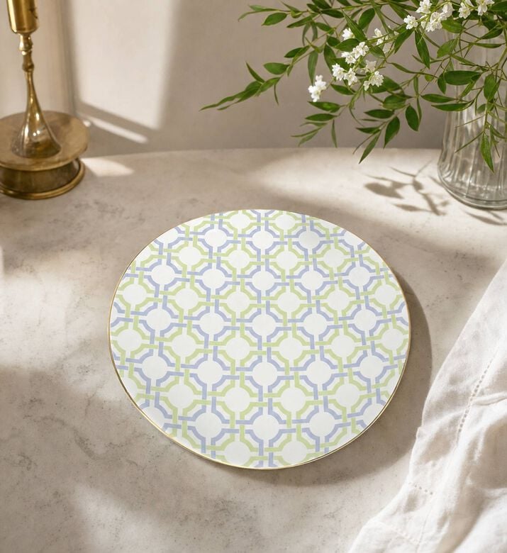 Baci Milano Firenze Round Dessert Plate, Blue, Model View
