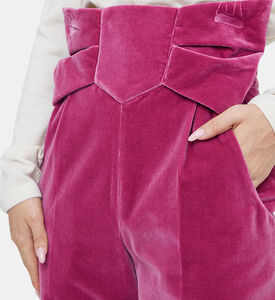 بنطال أليكس مخملي بفيونكة عالية الخصر