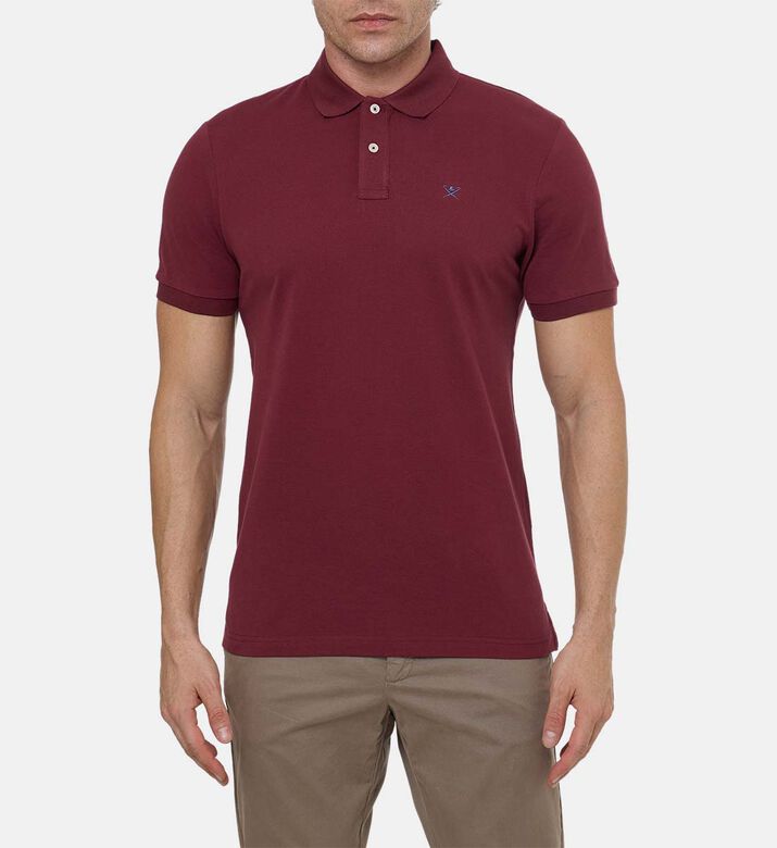 Hackett London Polo Slim, Burgundy, Xl, Model View