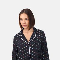 Geo-print Contrasted Piping Top Pants Set