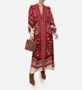 Farm Rio Ikat-print Button Closure Maxi Dress, Model View