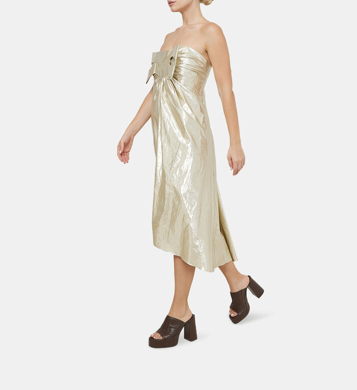 Cetelle Strapless Gold Lame Dress Cetelle Strapless Gold Lame Dress