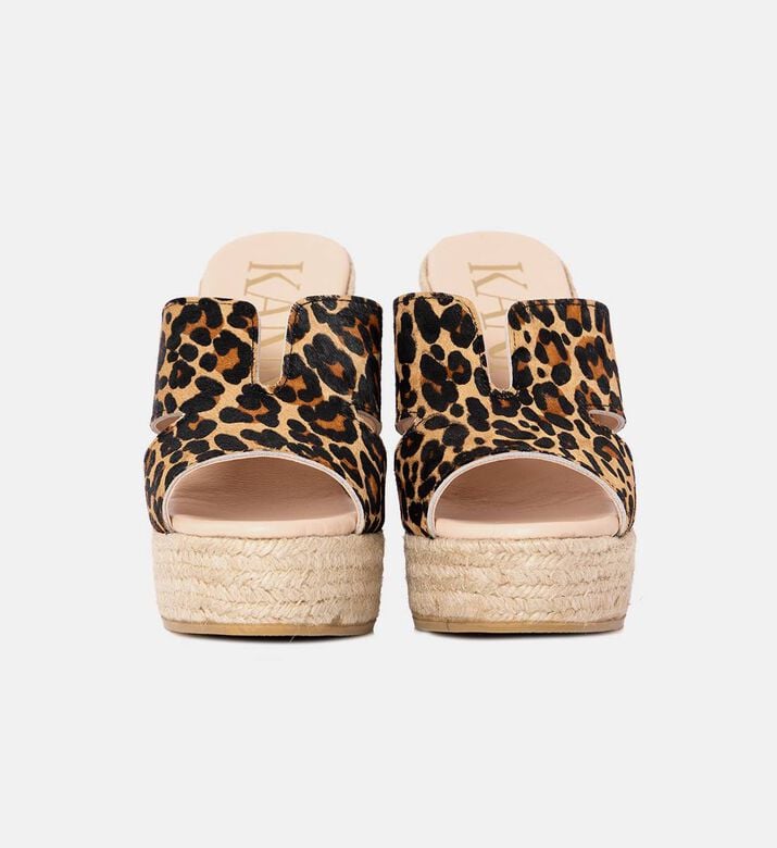 Animal Print Wedge Slippers