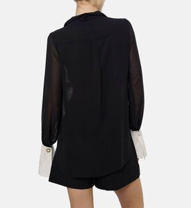 Edward Achour Paris Buckle Strap Paneled Blouse, Model View