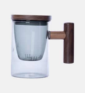 كوب شاي بغطاء خشبي وفلتر 12x7.6x10.5 سم