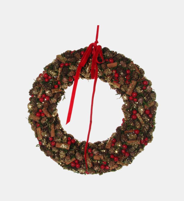 Shishi Berries Glittered Cone Wreath, Brown, 25-cm, Packshot View