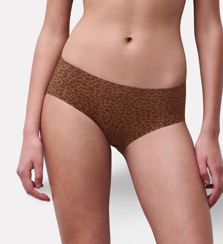 Chantelle Leopard-print Shorty Panties, Brown, Model View