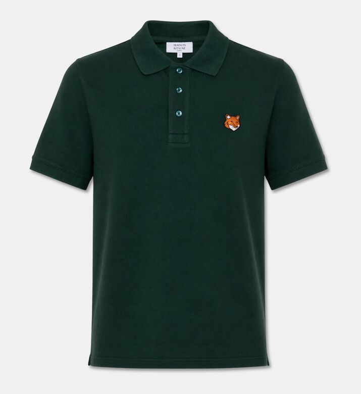 Maison Kitsune Embroidered Patch Polo Shirt, Green, S, Packshot View