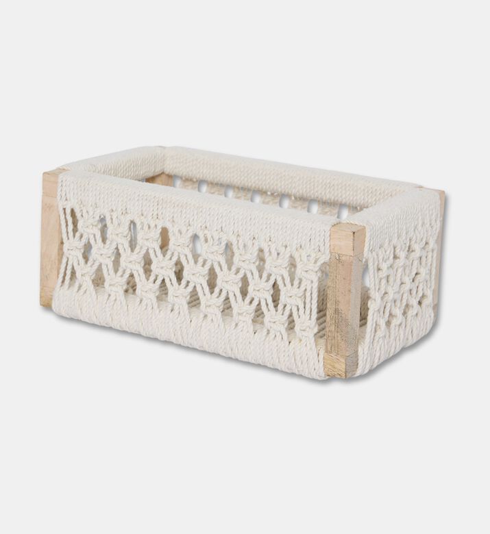 Home Deco and More Macrame Cotton Nest Basket, White, S, Packshot View
