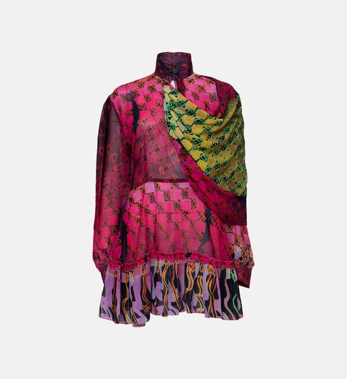 Balloon Sleeve Pleated Collar Dress