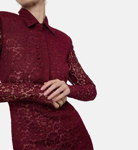 Rowen Rose Floral Lace Pattern Button-front Shirt Dress, Model View