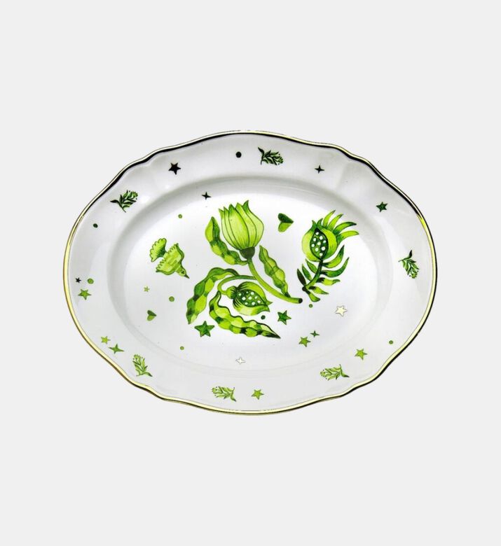 Floral Decal Oval Platter Plate