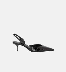 Croco Leather Sling Heel Pumps