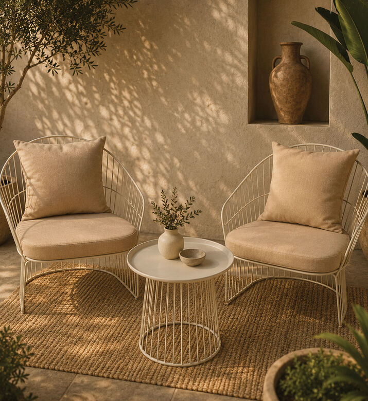Home Deco and More Fresco White Patio Set, Packshot View