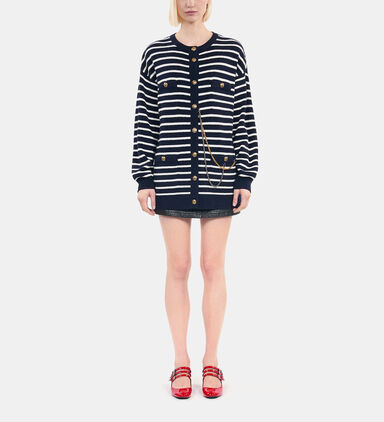 Chain-details Striped Cardigan