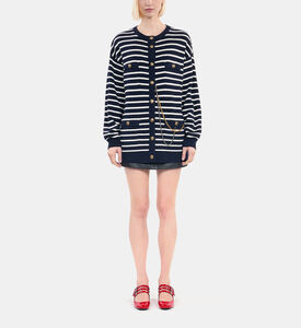 Chain-details Striped Cardigan Chain-details Striped Cardigan