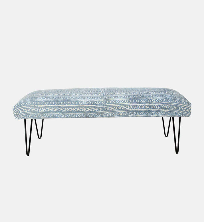 Home Deco and More Cotton Iron Legs Durry Print Bench, Packshot View